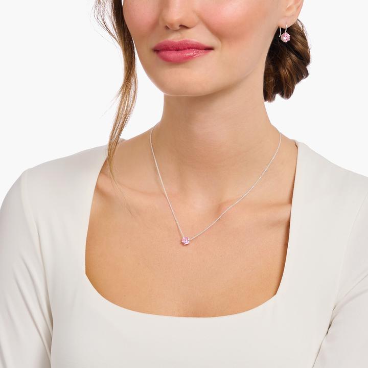 Produktbild Thomas Sabo Kette mit pinkfarbenem Zirkonia-Anhänger Silber (925 Sterlingsilber, 40 - 45 cm)