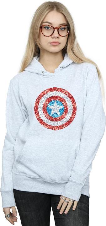 Actual product image Womens/Ladies Captain America Pixelated Shield Hoodie (XL)