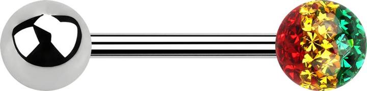 Produktbild Star Piercing Barbell silber mit Kristall Kugel Rasta Epoxy Schutzschicht (Chirurgenstahl 316L)