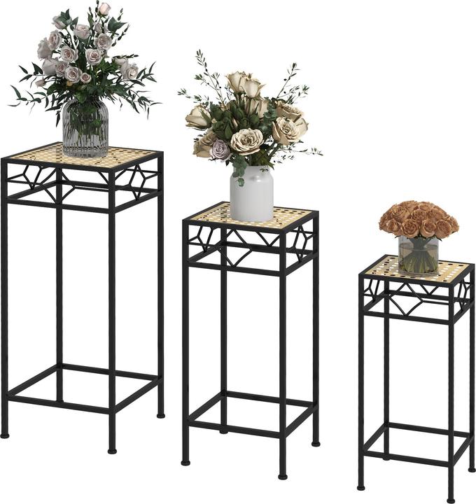 Image du produit Outsunny Set de supports pour fleurs avec plateau en osier