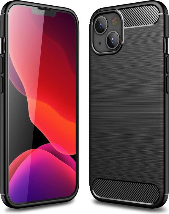 Actual product image Cover-Discount iPhone 13 mini - Metal Carbon Look Rubber Case Black (Apple iPhone 13 mini)