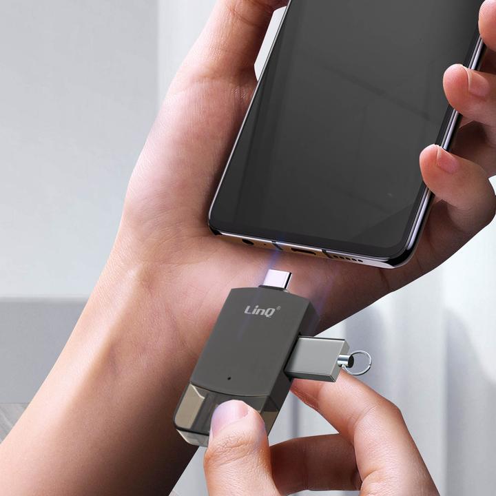 Actual product image LinQ USB-C and Lightning to USB jack adapter (USB, Lightning)
