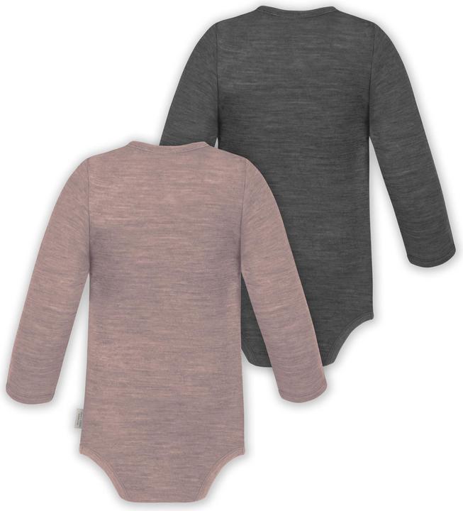 Produktbild Normani 2er Set Unisex Baby Wickelbody Langarm-Strampler Einteiler aus Merinowolle - 9351 (86)