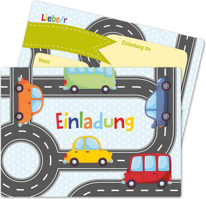 Immagine prodotto Papierdrachen 12 Biglietti d'invito di compleanno - Auto (12 pz.)