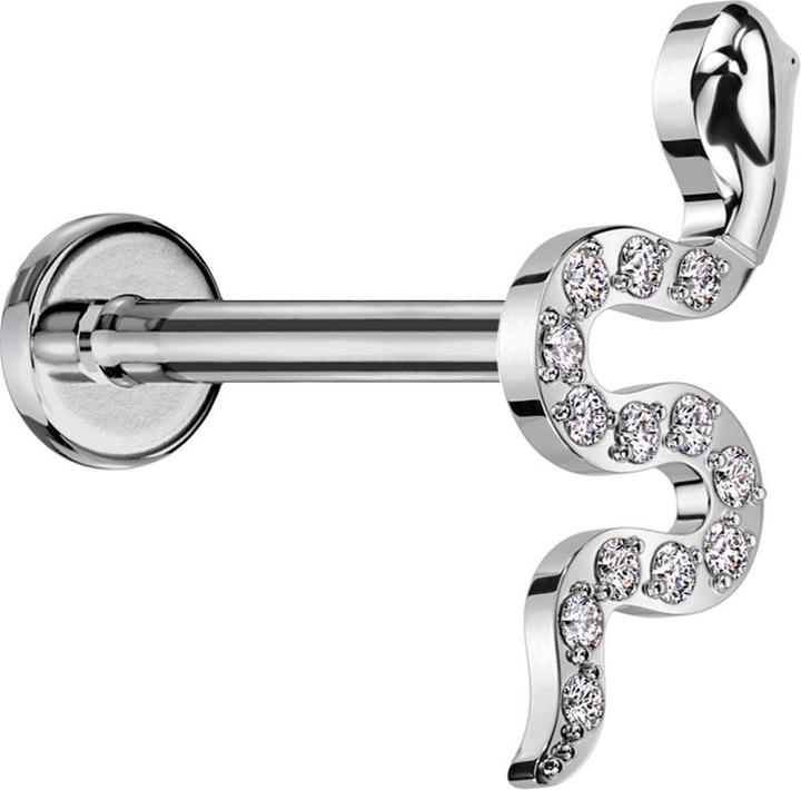 Immagine prodotto Star Piercing Micro labret filo interno argento serpente argento cristalli argento (senza ottone, Titanio G23)