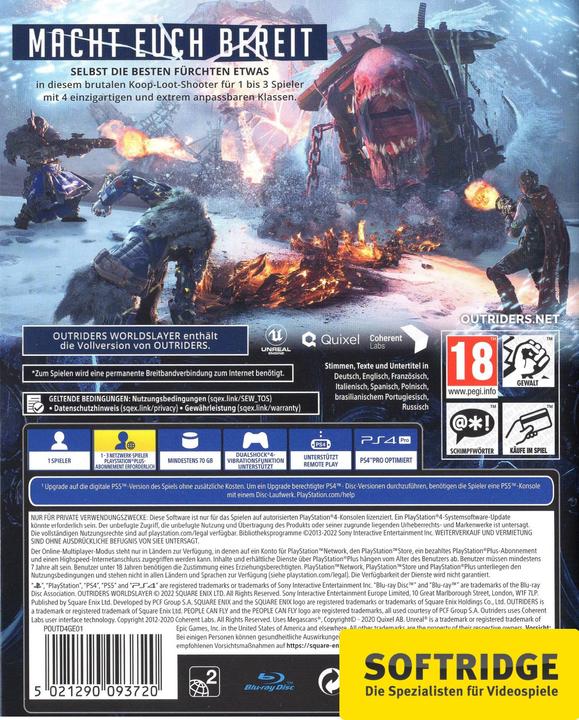 Immagine prodotto Square Enix Outriders Worldslayer Edition (PS4) (PS4, DE)
