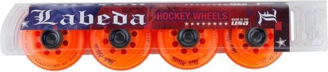 Actual product image Labeda Addiction Grip Plus 4-pack roller hockey wheels (orange, 80 mm) (80 mm)