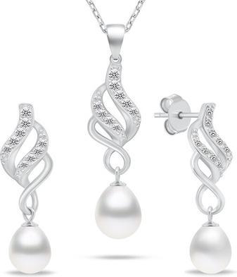 Produktbild Brilio Silver - Elegant silver jewelry set with zircons and pearls SET267W (earrings. necklace)