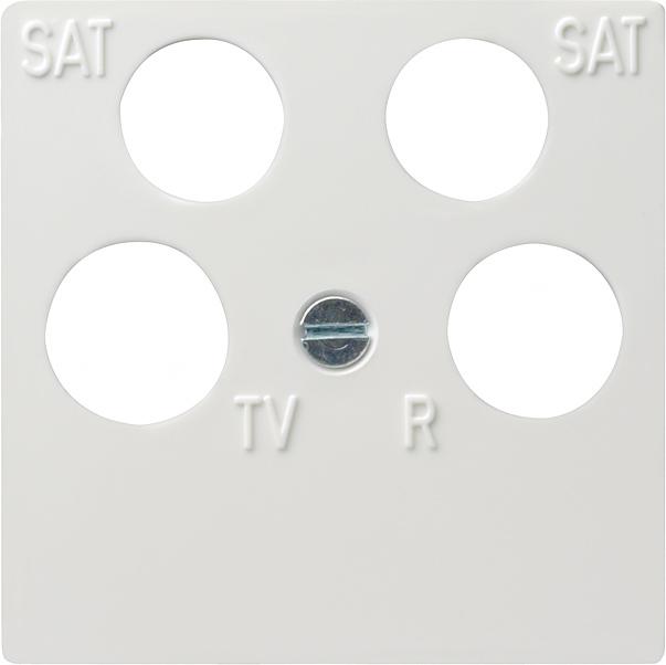 Actual product image Gira GI System 55 aerial cover 4-hole + adapter, pure white glossy, 025903 + 028203