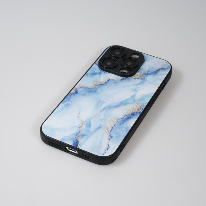 Actual product image PhoneLook Coque Glass marbre avec bord en silicone clair (Apple iPhone 14 Pro)