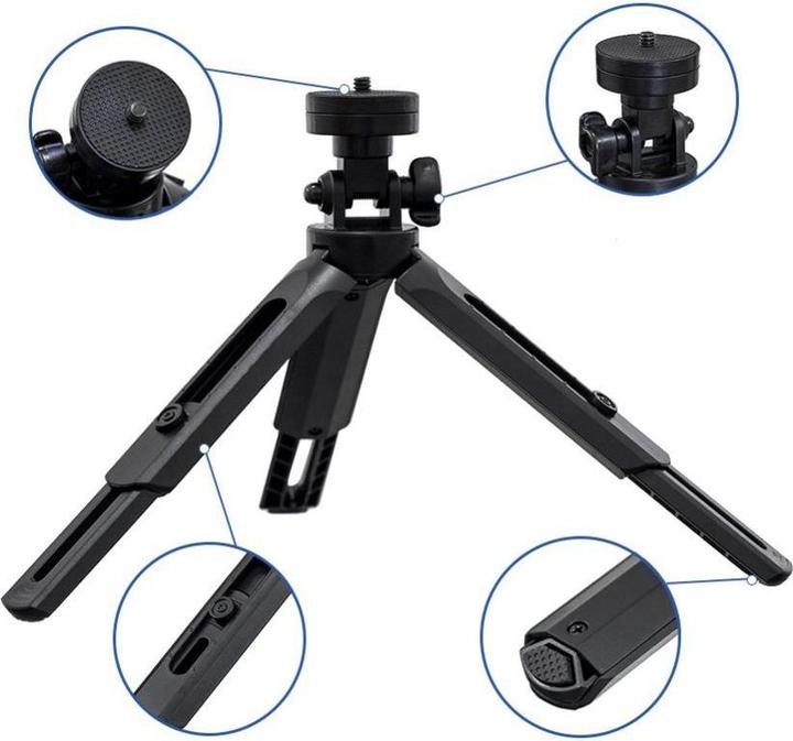 Produktbild Hurtel Mini-Telefonständer Kamera-Stativ Selfie-Stick GoPro Griff schwarz (Kunststoff)