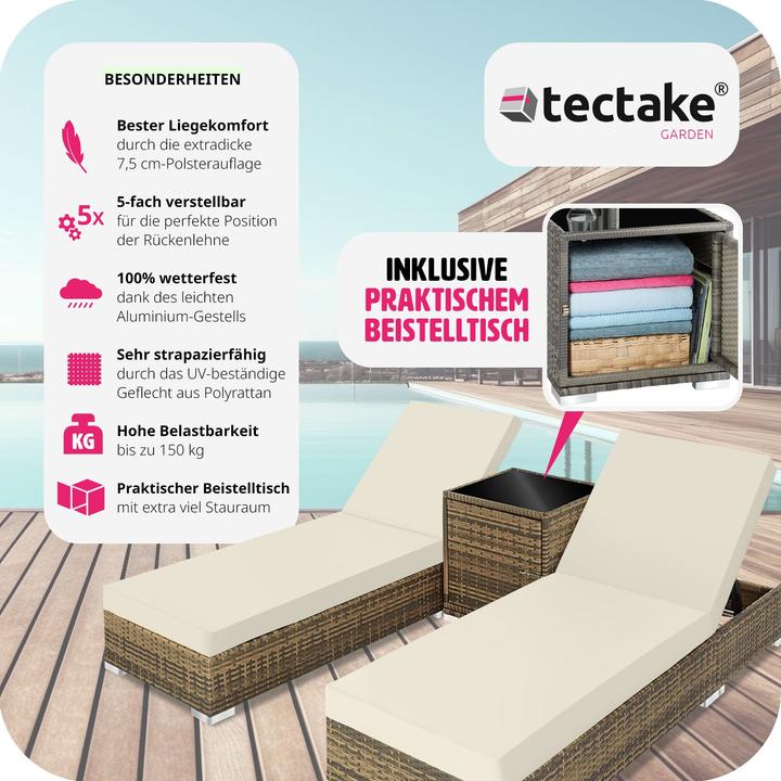 Immagine prodotto tectake Sedie a sdraio in rattan (184 cm)