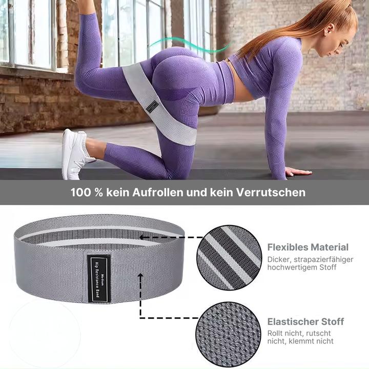 Produktbild Hermex Booty-Band Hip-Resistance-Band Glute-Band Trainingsband Fitnessband (0.37 m, Leicht, Mittel, Stark)