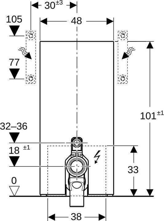 Immagine prodotto Geberit Modulo sanitario Monolith PLUS per WC a colonna, 101 cm, attacco acqua laterale, con tubo di
