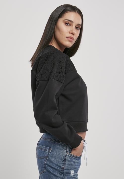 Immagine prodotto Urban Classics Girocollo corto da donna con inserto in pizzo sovradimensionato (L)
