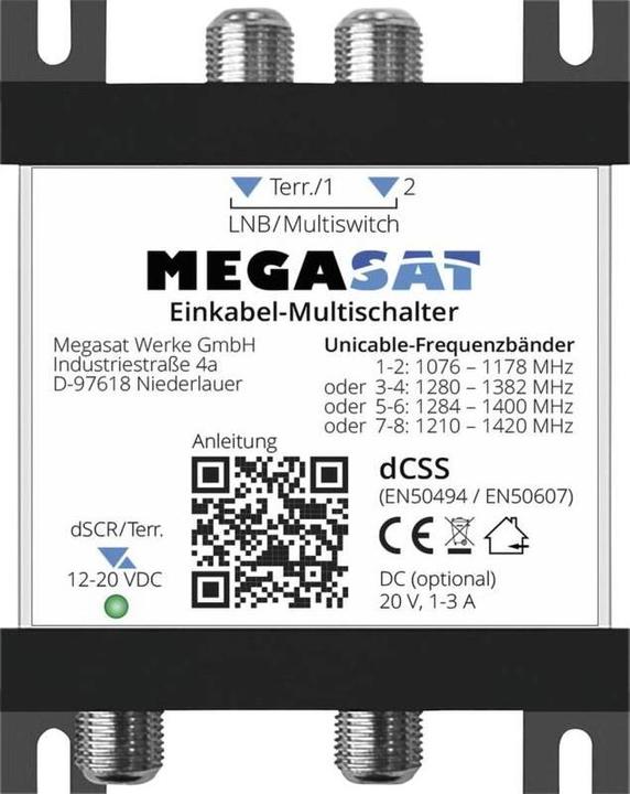 Image du produit Megasat 0600211 Commutateur multiple SAT Entrées 3 2 SAT/1 terrestre (Multi commutateur)
