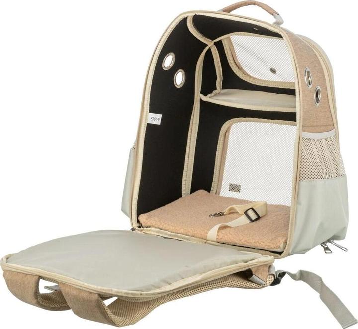 Immagine prodotto Trixie Zaino porta animali Willow beige/marrone (Gatto, Cane, Riflettori, Traspirante)