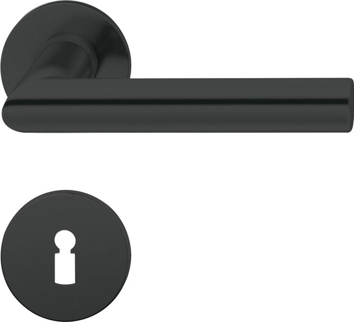 Produktbild FSB Türbeschlag 1076 | Türgriff auf Flachrosette BB, 38-42 | schwarz matt (Türgriff)