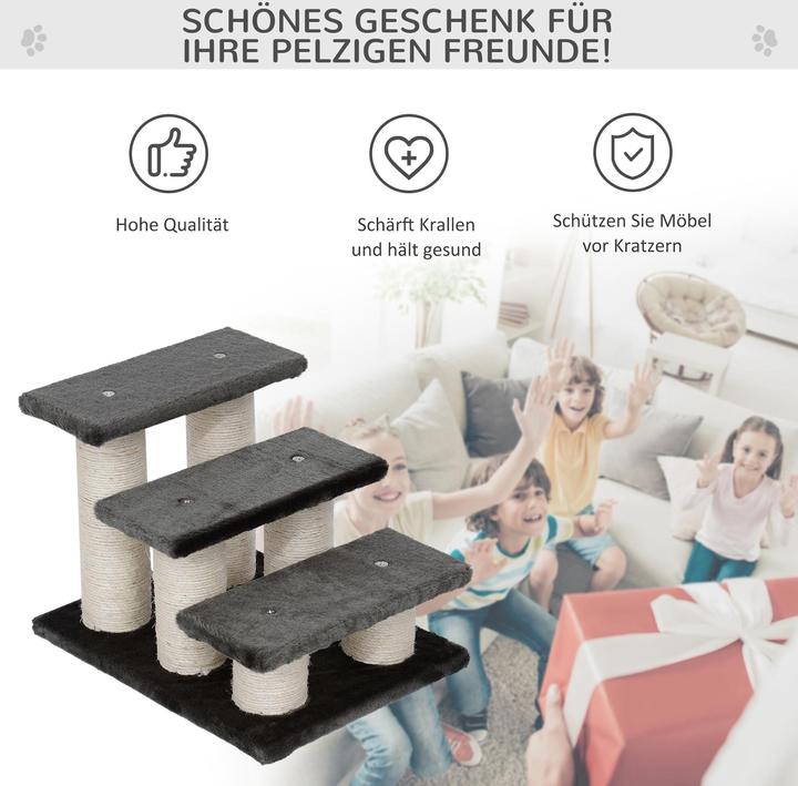 Image du produit PawHut Escalier pour chats avec 3 marches (34 cm, Gris)
