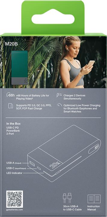 Actual product image GP Batteries GP M2 Series PowerBank (20000 mAh, 22.50 W, 22.50 Wh)