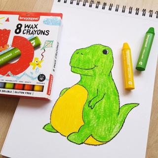 Immagine prodotto Bruynzeel Pastelli per bambini (Nero, Marrone, Rosso, Giallo, Arancia, Blu chiaro, Pink, Verde chiaro, 8 x)
