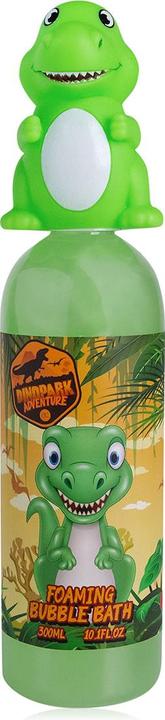 Accentra Schaumbad DINOPARK ADVENTURE in Flasche mit T-Rex Dekoverschluss, 300ml, Duft: Apfel, Farbe: grün/or (300 ml, Schaumbad)