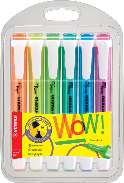 Actual product image STABILO swing cool highlighter (Pink, Orange, Yellow, Blue, Green, Turquoise, 4 mm, 6 x)