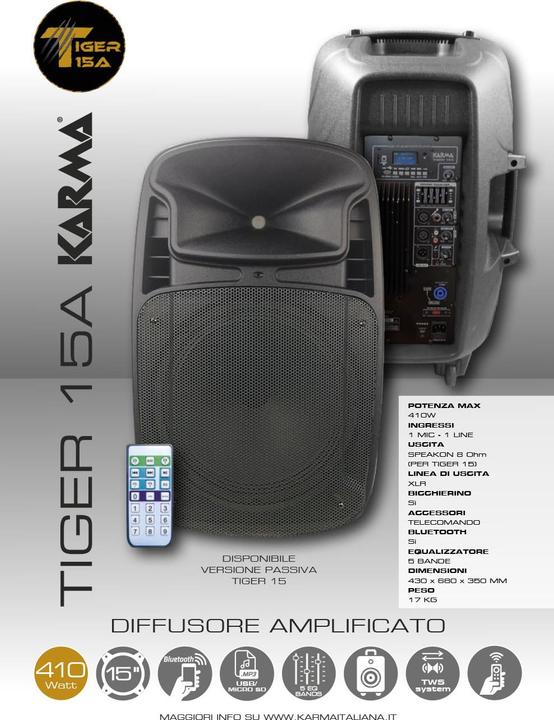 Actual product image Italiana Tiger 15A Independent PA System 205 W Black