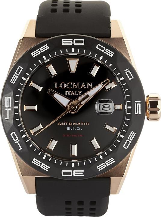Actual product image Locman Italy Mens Watch Stealth Automatic black/rosé PVD Ref. 0215 (Analogue wristwatch, 46 mm)