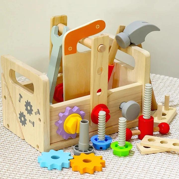 Actual product image Activity Board Children's wooden tool box pretend play set nut disassembly screw assembly simulation