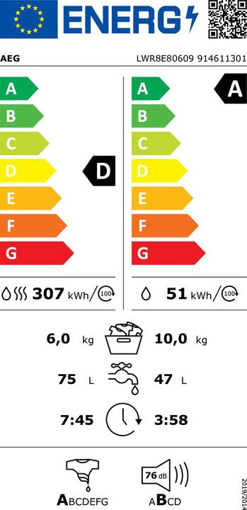Energie-Label AEG Waschtrockner LWR8E80609 914611301