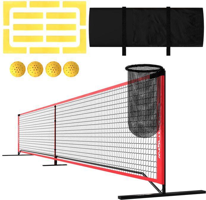 Produktbild Swisshandel24 Pickleball-Netz tragbares Set 6,7 m Pickleball-System mit Ballsammler, Bälle
