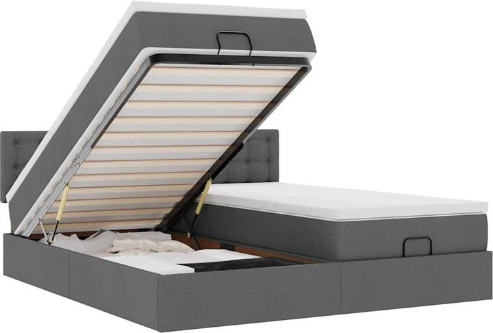 Actual product image VidaXL Ottoman bed with mattresses dark grey 200x200 cm fabric bed frame (200 x 200 cm)