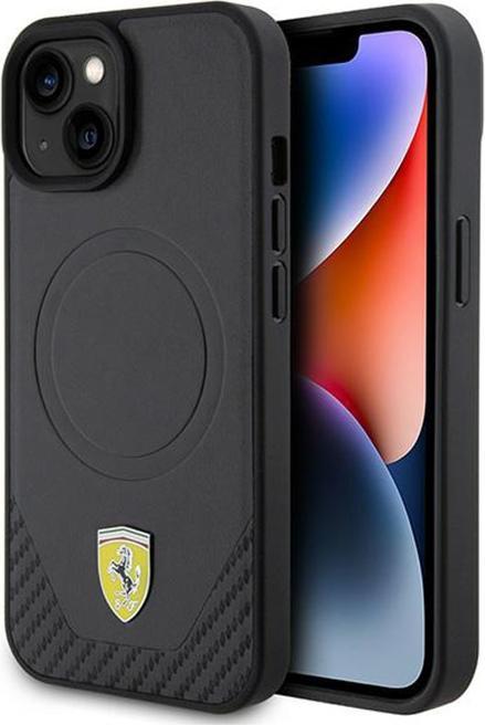 Immagine prodotto Ferrari FEHMP15SPTEK Custodia rigida per iPhone 15 6,1" in carbonio/nero con logo in metallo MagSafe (Apple iPhone 15)