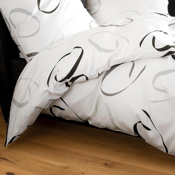 Produktbild Janine Mako-Satin Bettwäsche J.D. 87102 weiss graublau (Duvetbezug, 155x220 cm + 80x80 cm)