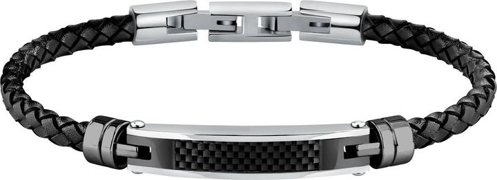 Actual product image Morellato Modern menÌs black leather bracelet Moody SQH59 (21 cm, Leather, Stainless steel, Carbon)