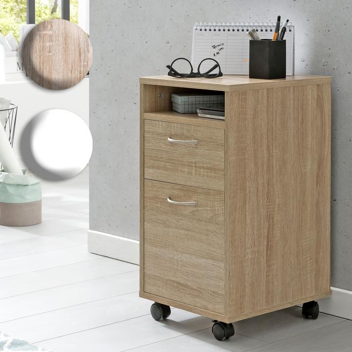 Image du produit FineBuy Caisson roulant en bois plaqué blanc (38 x 33 x 63 cm)