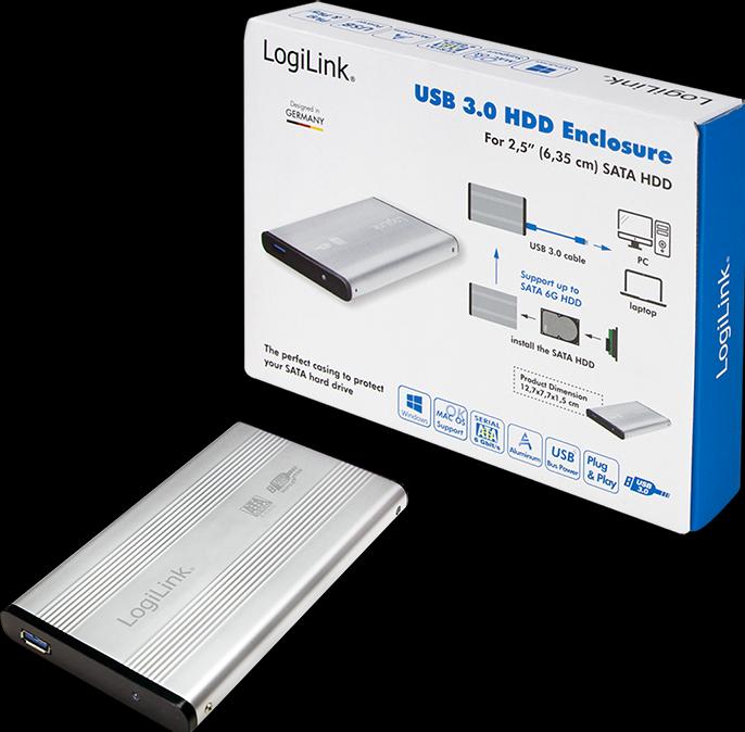 Actual product image LogiLink UA0106A - Enclosure for HDD 2.5 SATA USB 3.0 Silver (2.5")