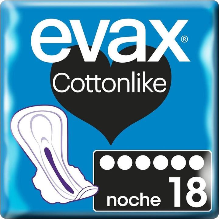 Produktbild Evax Cottonlike Nacht Damenbinden mit Flügeln 9 Stück (9 x, Damenbinden)