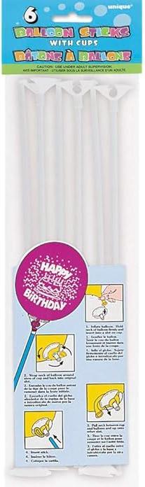 Immagine prodotto Unique Semplice Bastoncini per Palloncini Misura Confezione 6 (6 x)