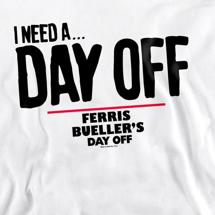 Actual product image Ferris Bueller´s Day Off Unisex Adult Ferris Bueller Needs A Day Off Sweatshirt (L)