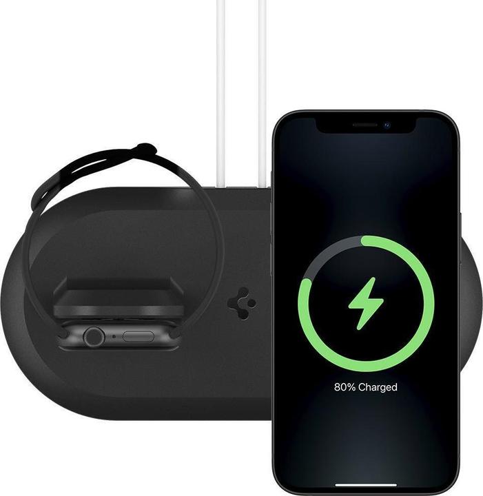 Actual product image Spigen Magfit Duo Apple Magsafe & Watch Charger Stand black (5 W)