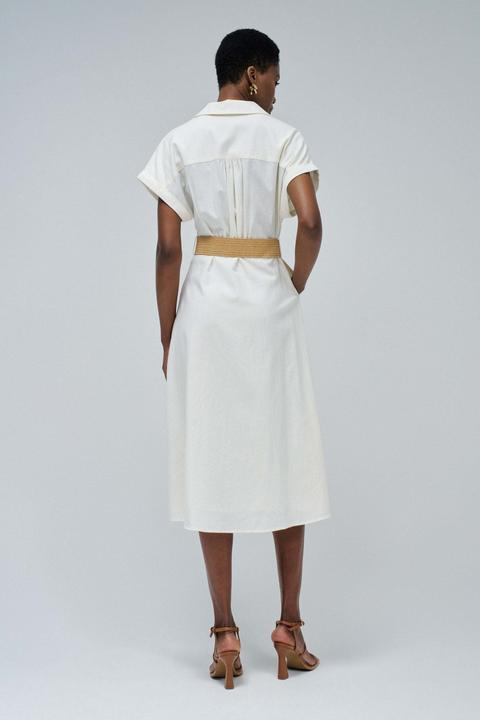Produktbild Salsa Jeans Midikleid Linen Shirt Dress With Front Buttoned Belt (L)