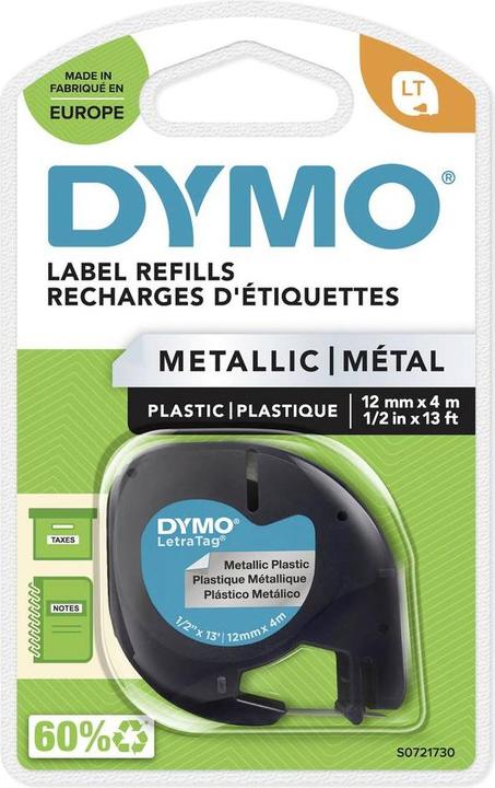 Dymo LetraTAG Schriftband S0721750 (1.20 cm, Silber)