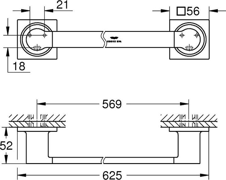Actual product image Grohe ALLURE bath towel rail 625mm wa sun bent