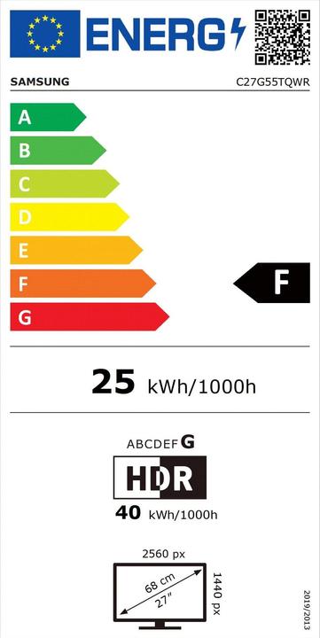 Energy Label Samsung Odyssey G5 - G55T (2560 x 1440 pixels, 26.90")