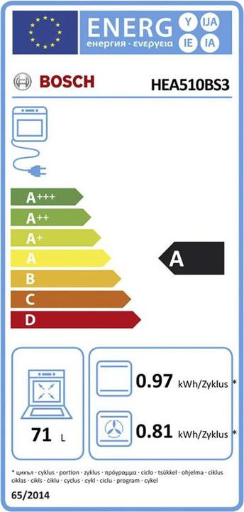 Etichetta energetica Bosch Hausgeräte HEA510BS3 & NKE611GA2E Herdset 230V