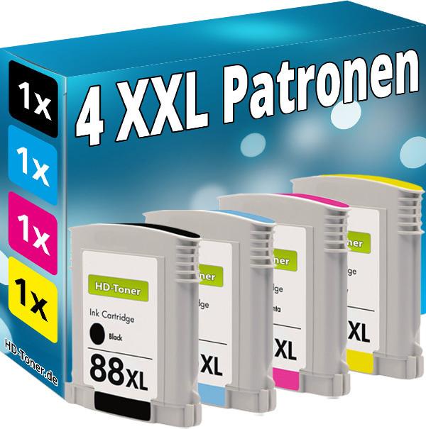 Actual product image Druckfuxx 4x DRUCKER PATRONE für HP 88XL OfficeJet Pro L7400 L7480 L7550 L7580 L