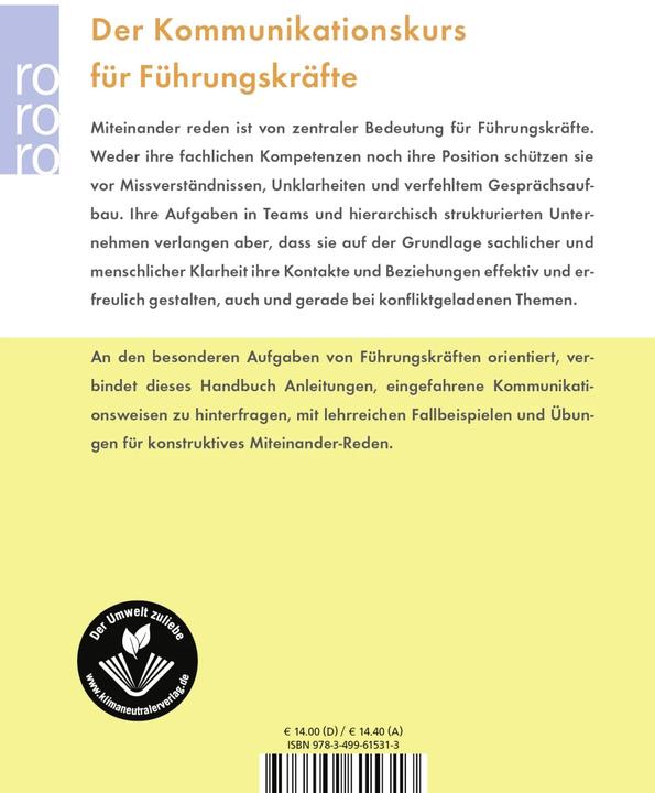 Actual product image Miteinander reden: Kommunikationspsychologie für Führungskrä (German, Friedemann Schulz of Thun, 2003)