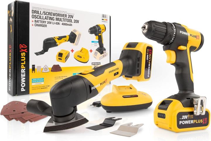 Powerplus Power tool set for home use 2 items - incl. battery 20V 4.0Ah and charger (Rechargeable battery operated)